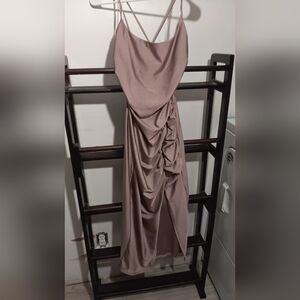 Silk prom dress with slit